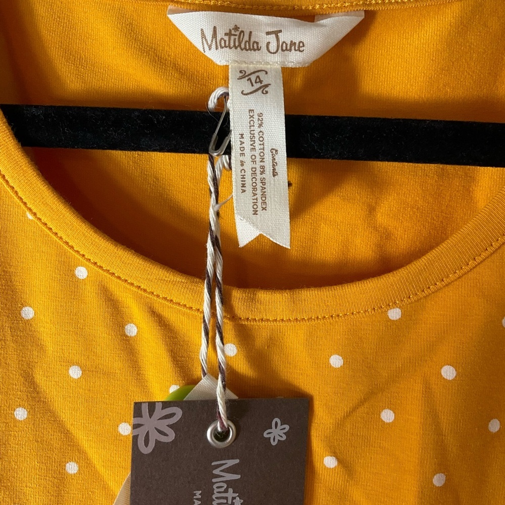 Girls Matilda Jane Gold Polka Dot Dress Sz 14‎ - Picture 3 of 3